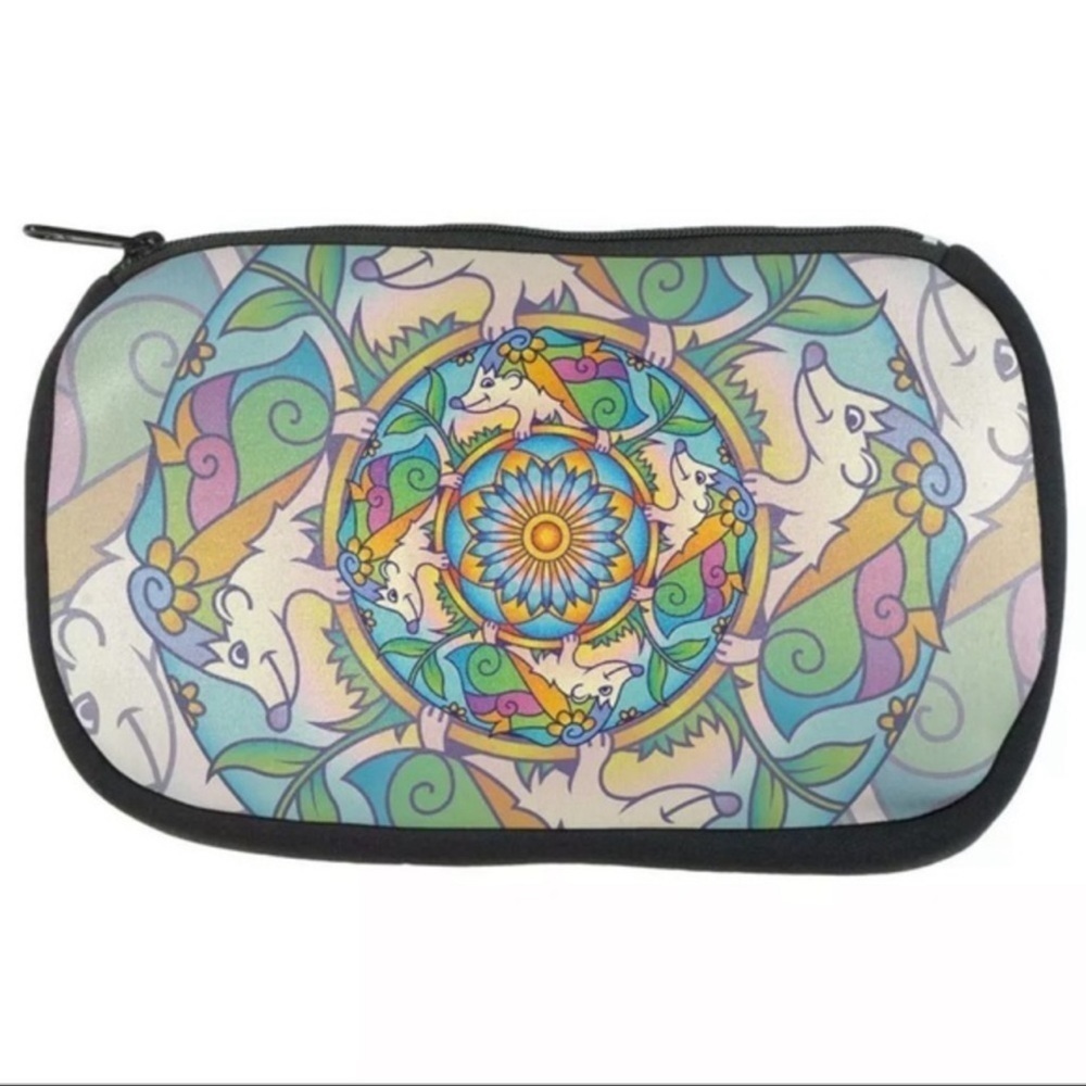 Hedgehog Mandala Neoprene Makeup or
Pencil Case, NWOT
